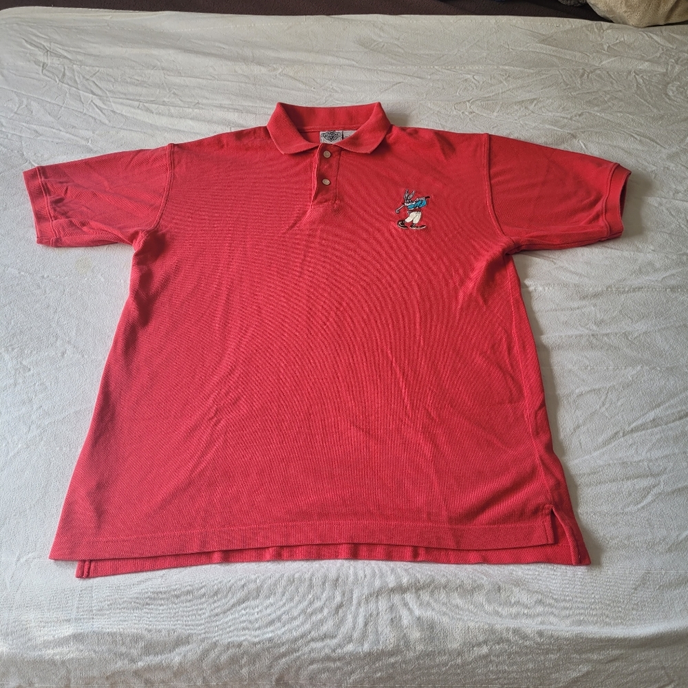 Vintage Looney Tunes Shirt Bugs Bunny Golf Polo Shirt Acme Clothing Co Large Red